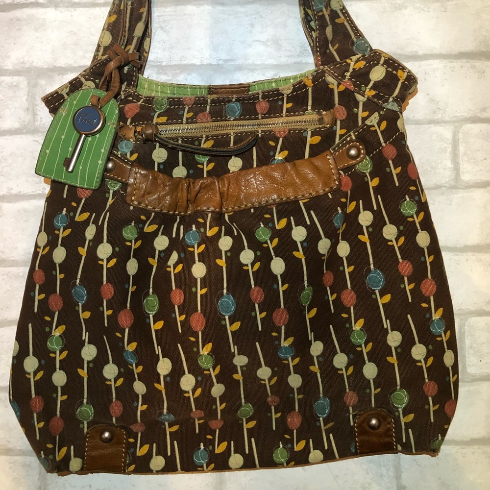 Fossil canvas satchel